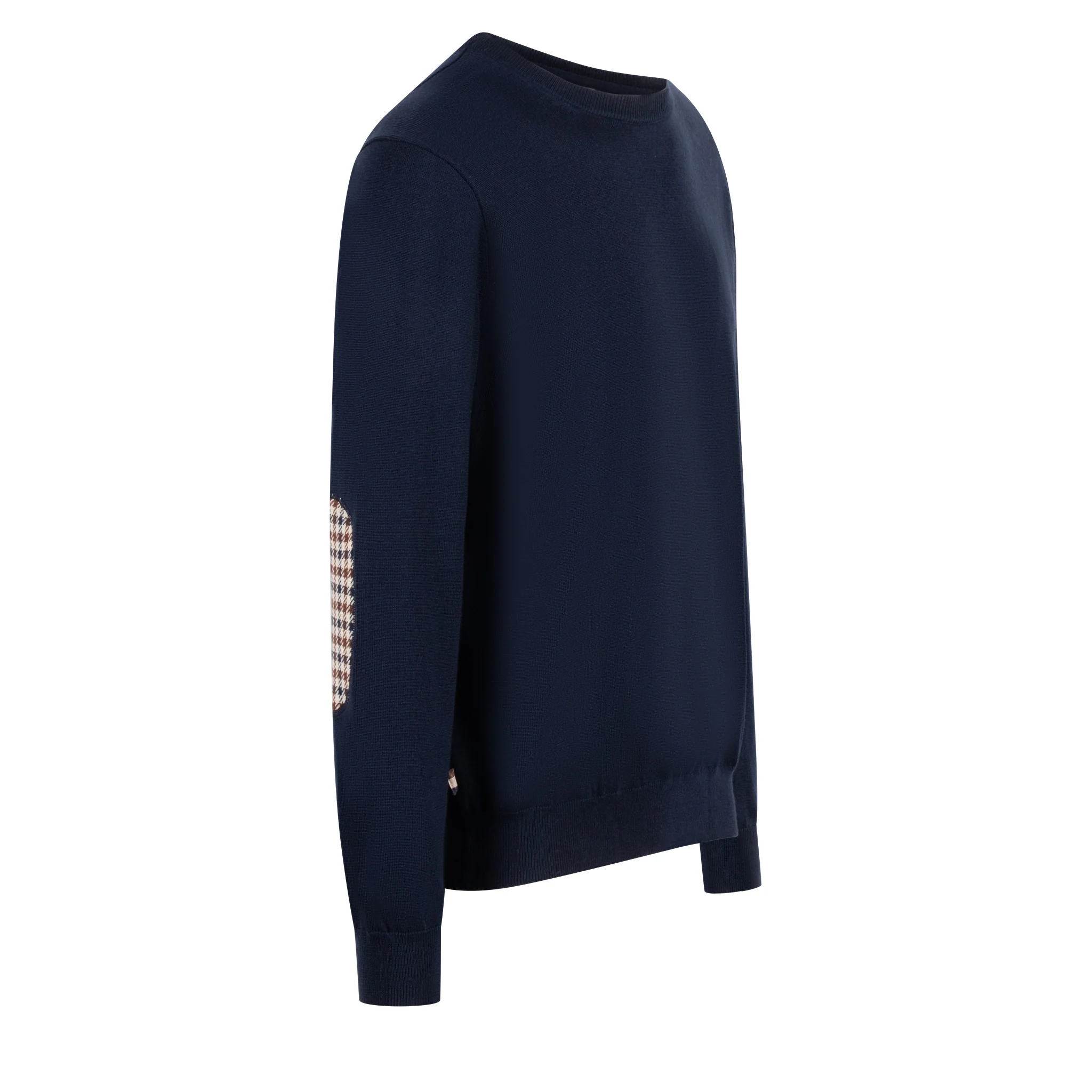 Mens Aquascutum Active Navy Club Check Sleeve Knit - Image 2