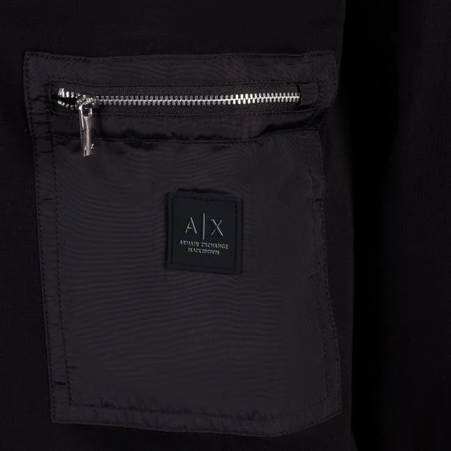 Mens Armani Exchange Black Mixed Media Half Zip Sweat - Image 2