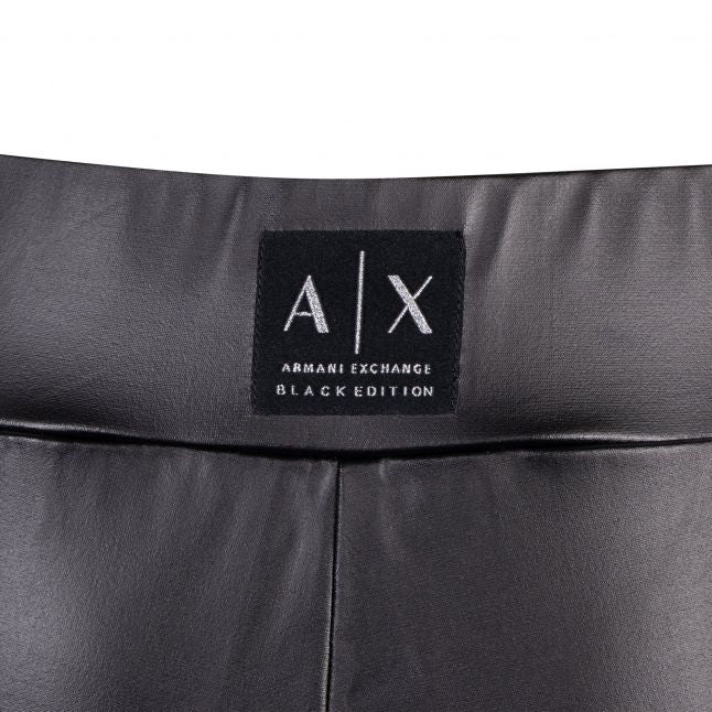Womens Armani Exchange Black Pleather Leggings - Image 3