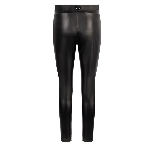 Womens Armani Exchange Black Pleather Leggings - Image 4