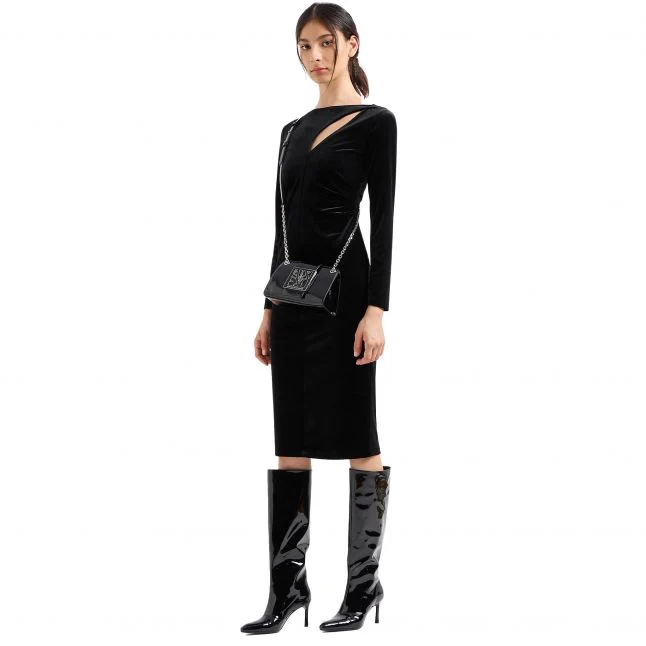 Womens Armani Exchange Black Velvet Fitted Dress - Image 3