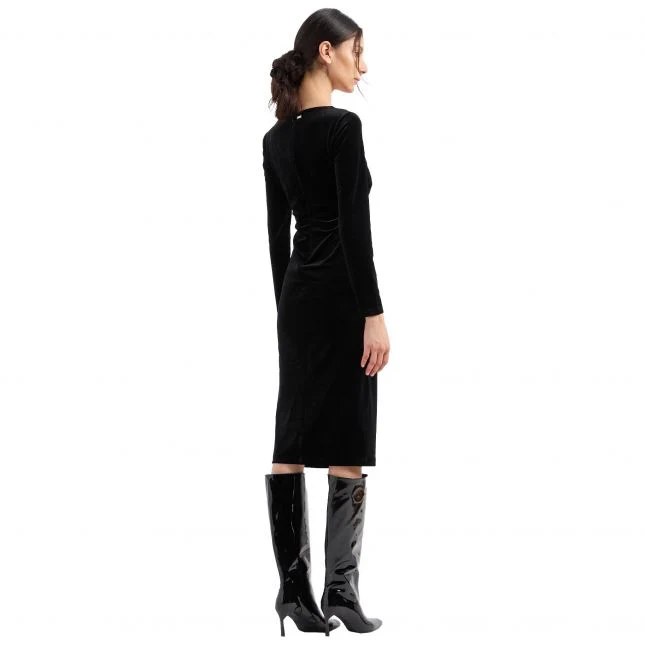 Womens Armani Exchange Black Velvet Fitted Dress - Image 4