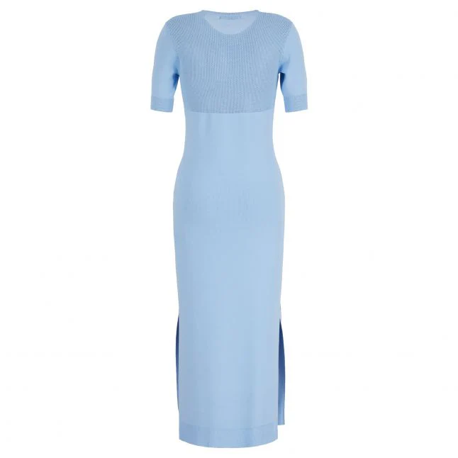 Womens Light Blue Knitted Midi Dress - Image 3