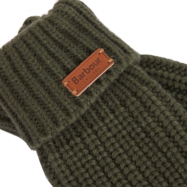 Womens Barbour Olive Saltburn Knitted Gloves - Image 2