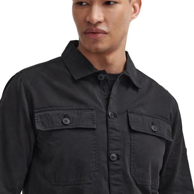 Mens Barbour International Black Arlo Cotton Overshirt - Image 3