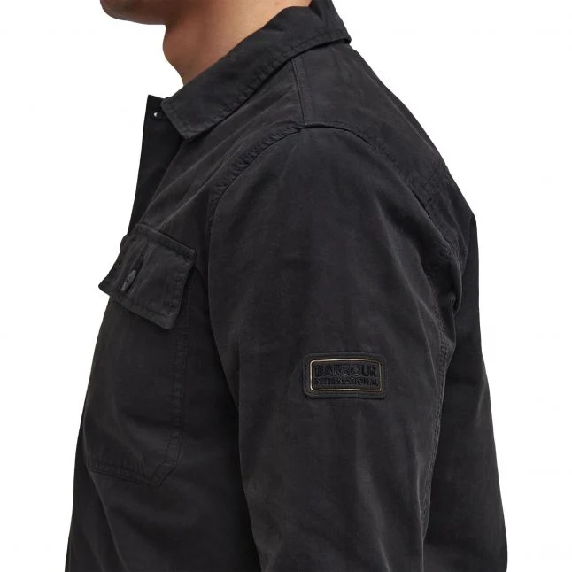 Mens Barbour International Black Arlo Cotton Overshirt - Image 4