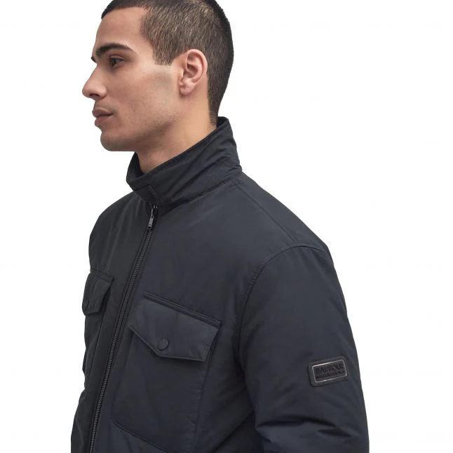 Mens Barbour International Black Distill Wadded Zip Overshirt - Image 2
