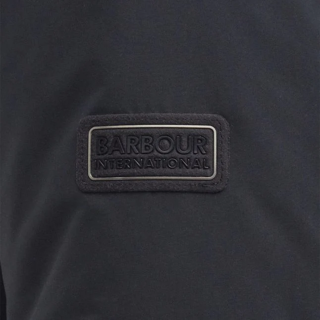 Mens Barbour International Black Distill Wadded Zip Overshirt - Image 4