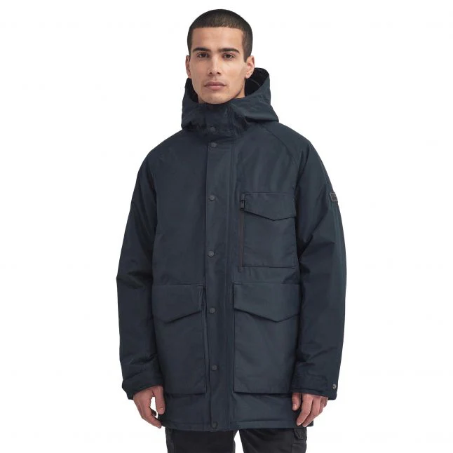 Mens Barbour International Black Harwick WP Baffle Hood Coat - Image 2