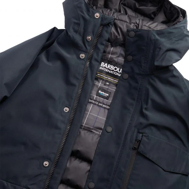 Mens Barbour International Black Harwick WP Baffle Hood Coat - Image 3