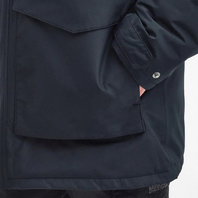 Mens Barbour International Black Harwick WP Baffle Hood Coat - Image 4