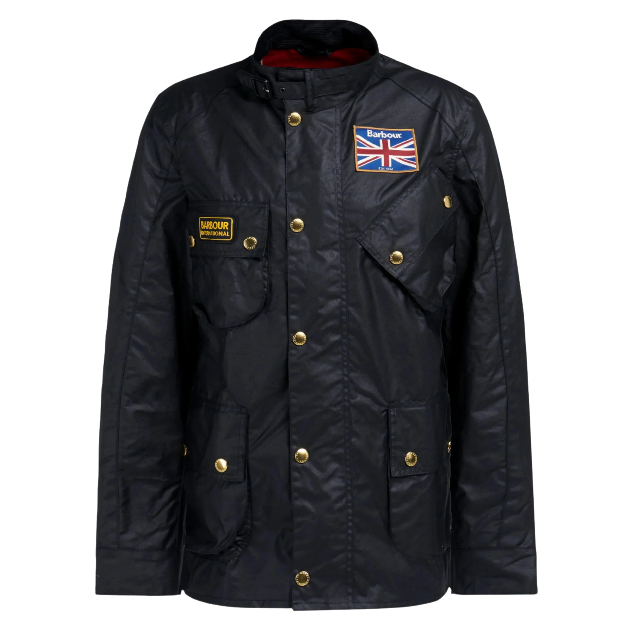 Mens Barbour International Black Union Jack International Wax Jacket - Image 2