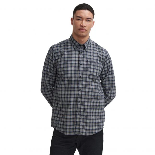 Mens Barbour International Bleached Olive Hawks Check Oxford L/s Shirt - Image 2