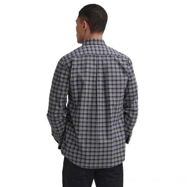 Mens Barbour International Bleached Olive Hawks Check Oxford L/s Shirt - Image 3
