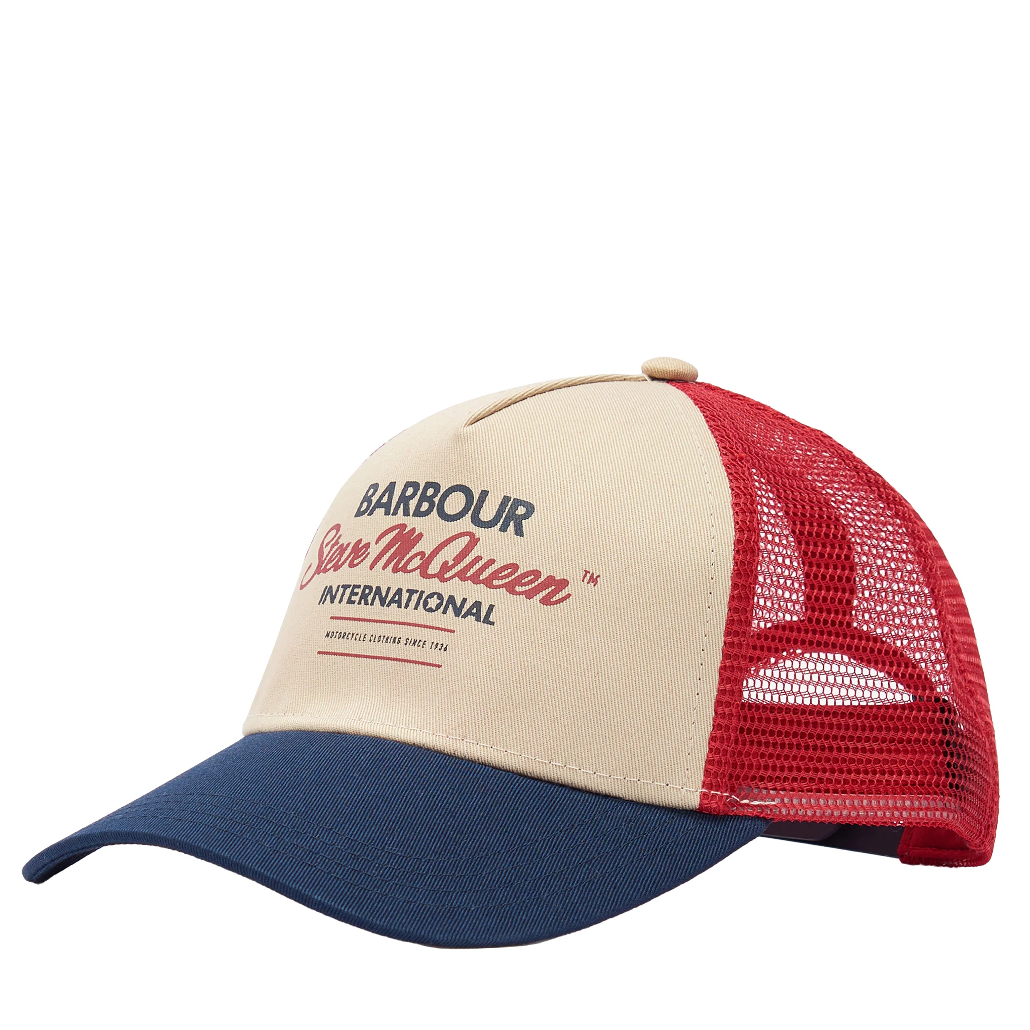 Mens Barbour International Navy/Red Stone SMQ Trucker Cap - Image 3