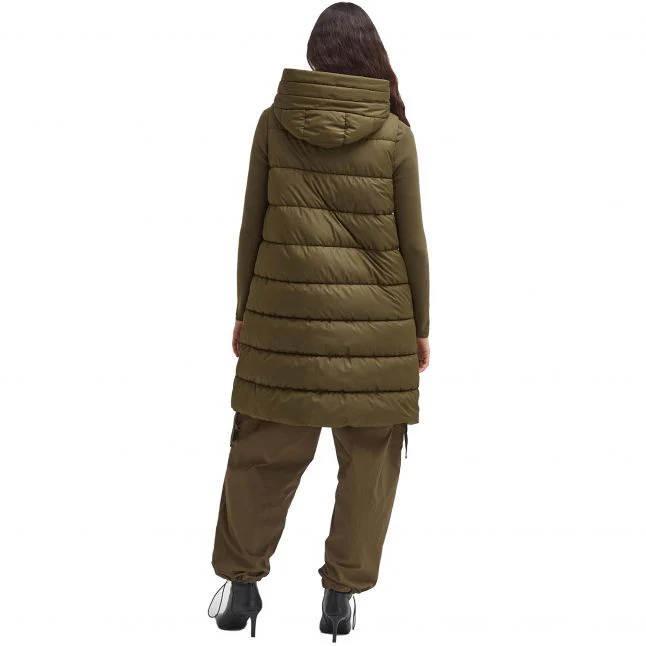 Womens Barbour International Empire Green Greyson Longline Hood Gilet - Image 5
