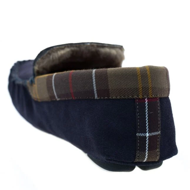 Mens Barbour Navy Monty Moccasin Slippers - Image 3