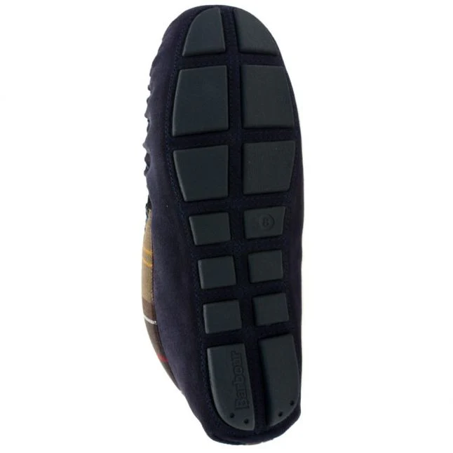 Mens Barbour Navy Monty Moccasin Slippers - Image 4