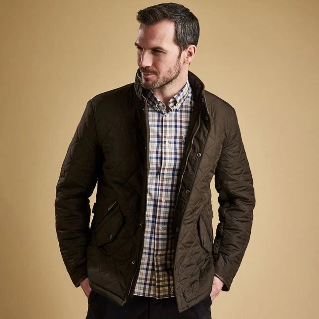 Mens Barbour Olive Powell Quilted Jacket - Image 3
