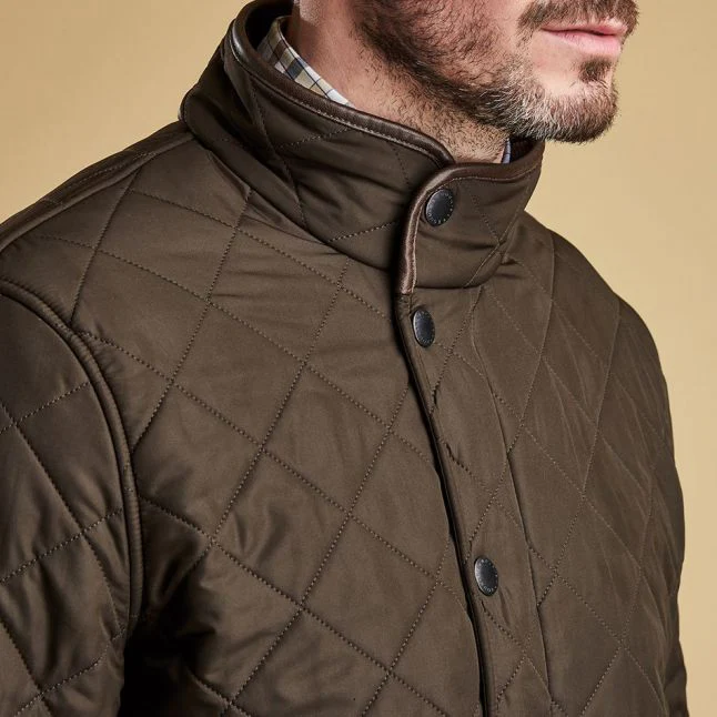 Mens Barbour Olive Powell Quilted Jacket - Image 5