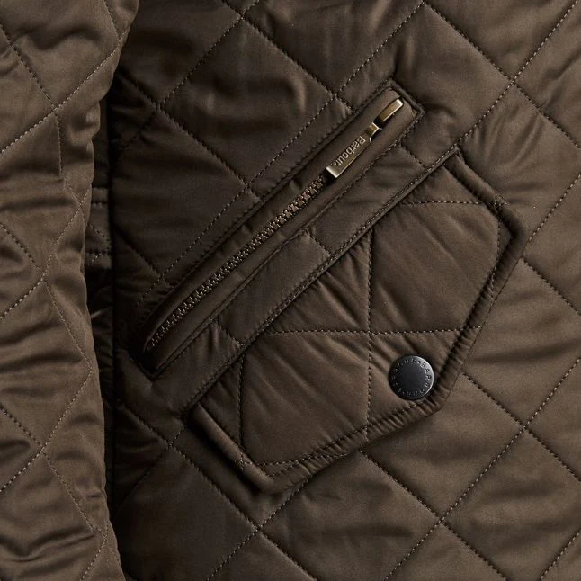 Mens Barbour Olive Powell Quilted Jacket - Image 6