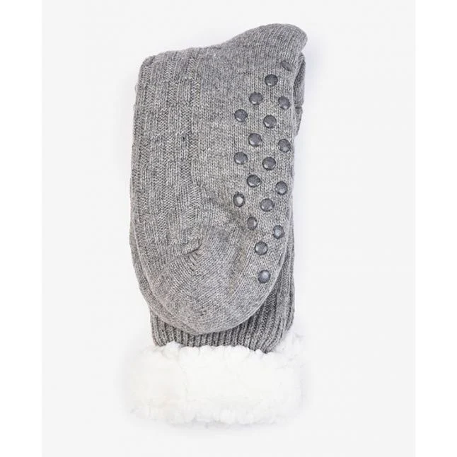 Womens Barbour Grey Melange Cable Knit Lounge Socks - Image 3