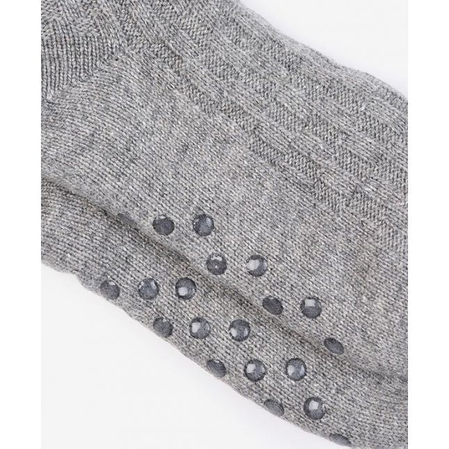 Womens Barbour Grey Melange Cable Knit Lounge Socks - Image 4