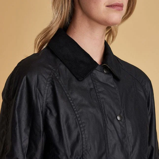 Womens Barbour Navy Beadnell Waxed Jacket - Image 5