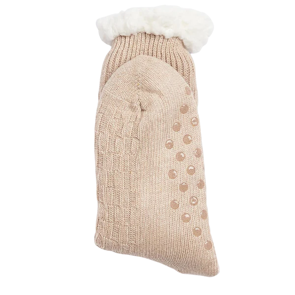 Womens Barbour Oatmeal Cable Knit Lounge Socks - Image 5
