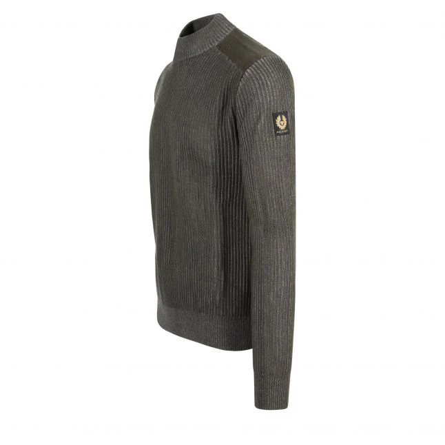Mens Belstaff Tile Green/Grey Stanley Mock Neck Jumper - Image 2