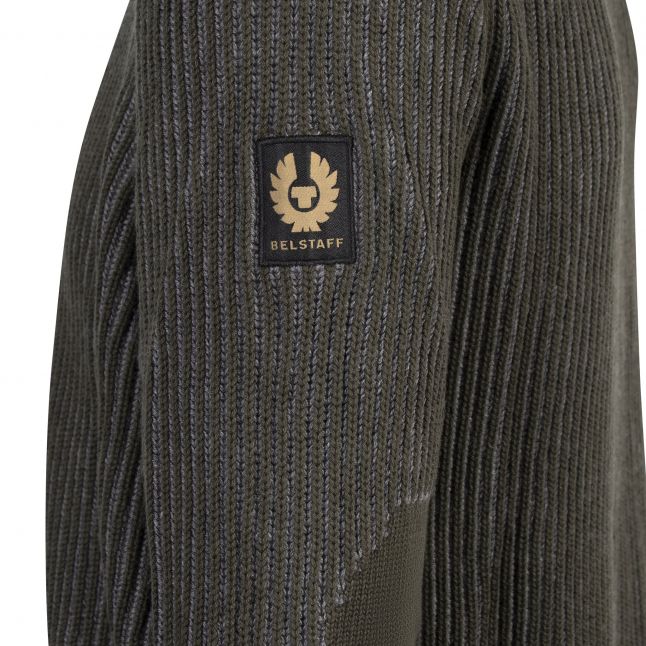 Mens Belstaff Tile Green/Grey Stanley Mock Neck Jumper - Image 3