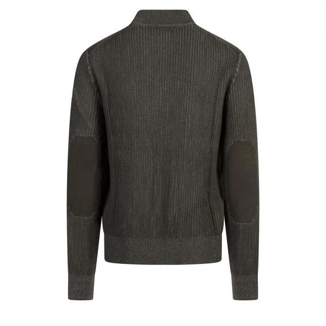 Mens Belstaff Tile Green/Grey Stanley Mock Neck Jumper - Image 4