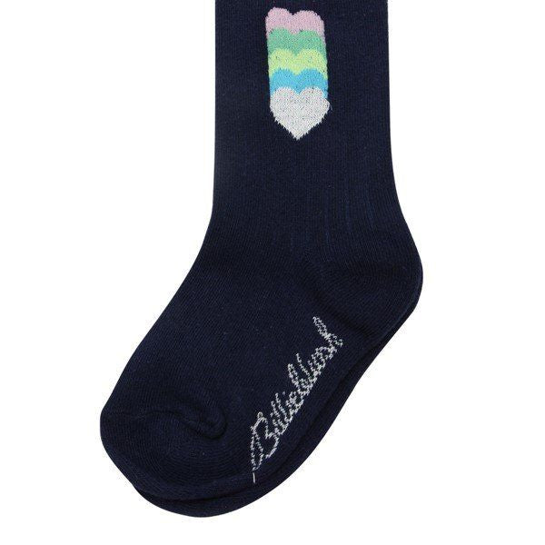 Girls Billieblush Navy Heart Tights - Image 2