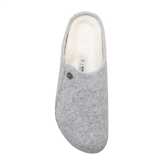 Womens Birkenstock Light Grey Felt Zermatt Shearling Slippers - Image 2