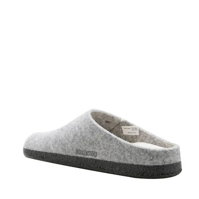 Womens Birkenstock Light Grey Felt Zermatt Shearling Slippers - Image 5