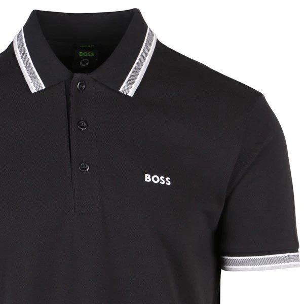 Mens BOSS Black Paddy Regular Fit S/s Polo Shirt - Image 3
