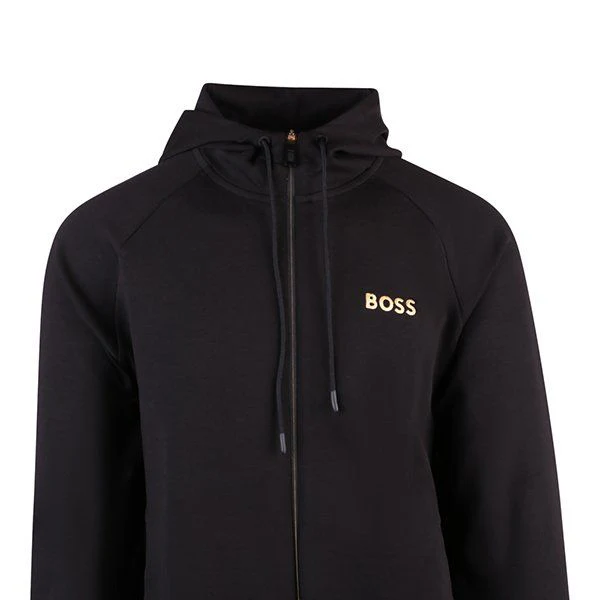 Mens BOSS Black Saggy 1 Zip Through Hoodie - Image 2