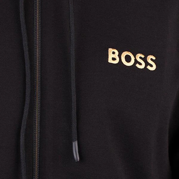 Mens BOSS Black Saggy 1 Zip Through Hoodie - Image 3