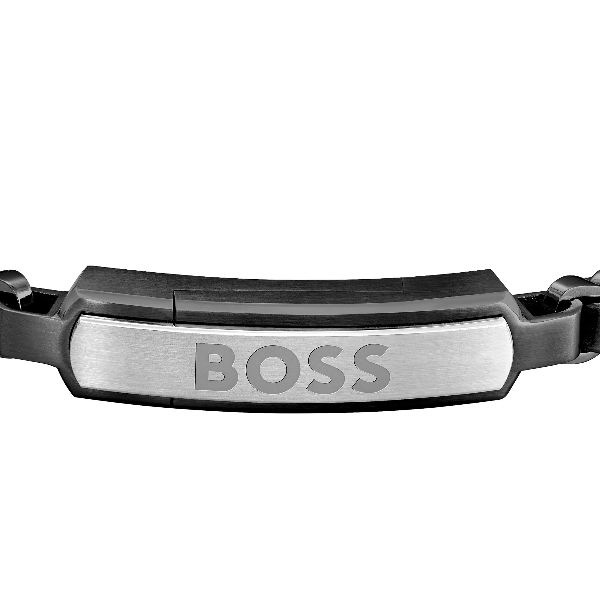 Mens BOSS Black/Silver Devon Box Chain Bracelet - Image 2