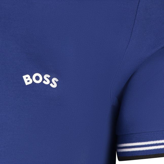 Mens BOSS Bright Blue Paul Curved Slim S/s Polo - Image 2