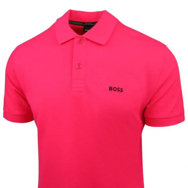 Mens BOSS Bright Pink Piro S/s Polo Shirt - Image 2