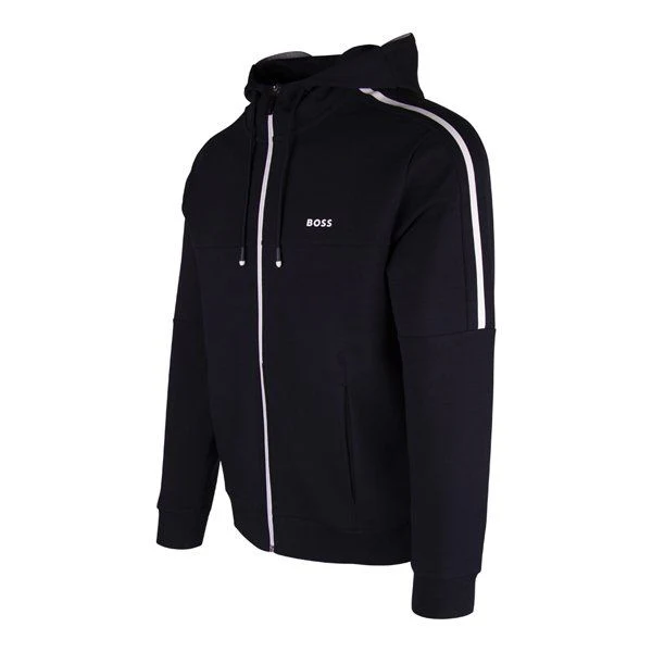 Mens BOSS Dark Blue Saggy 1 Zip Up Hoodie - Image 2