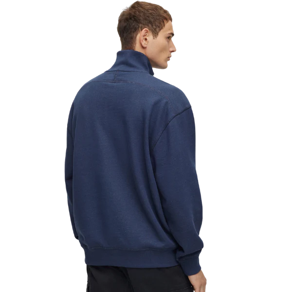 Mens BOSS Dark Blue Zeglitchstitch 1/2 Zip Sweat - Image 3