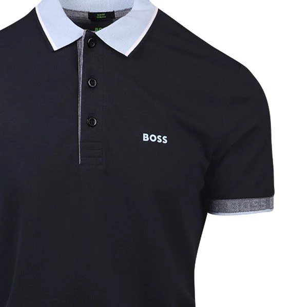 Mens BOSS Dark Blue/Blue Paule Slim Fit S/s Polo Shirt - Image 2