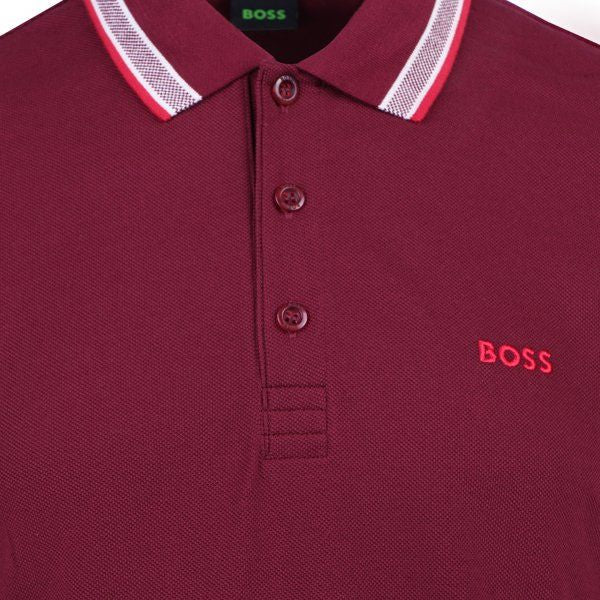 Mens BOSS Dark Pink Paddy S/s Polo Shirt - Image 2
