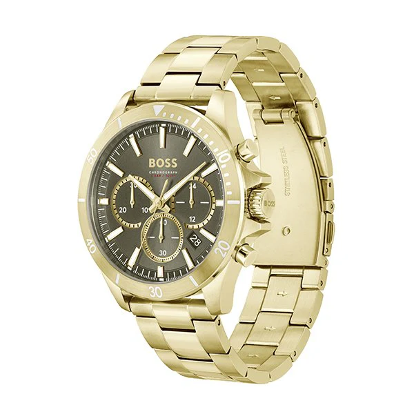Mens BOSS Gold/Khaki Troper Watch - Image 2