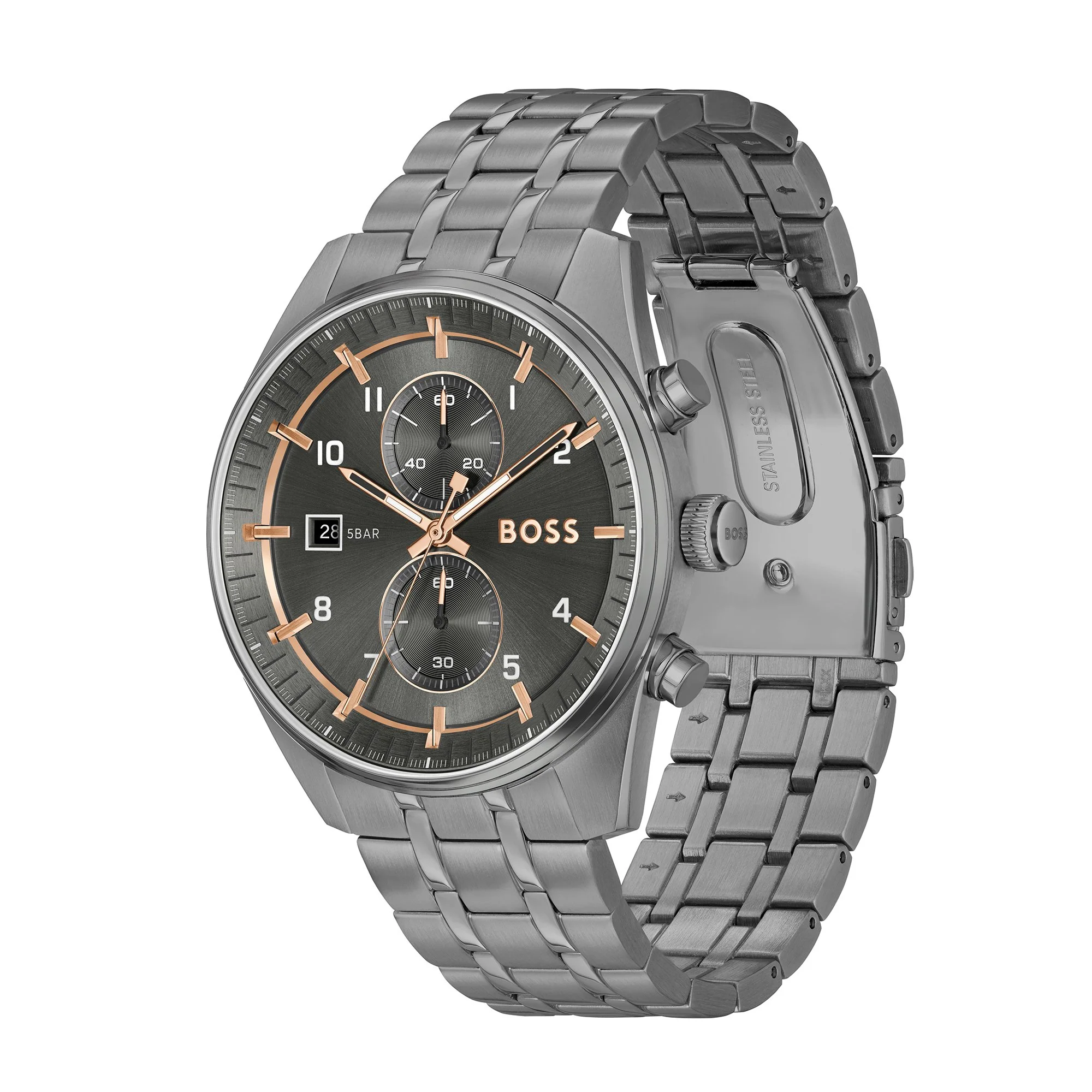 Mens BOSS Grey Skytraveller Bracelet Watch - Image 2