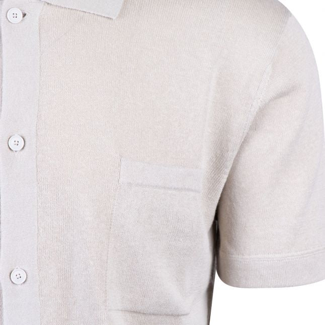 Mens Light Beige Kamiccio Knit S/s Shirt - Image 2