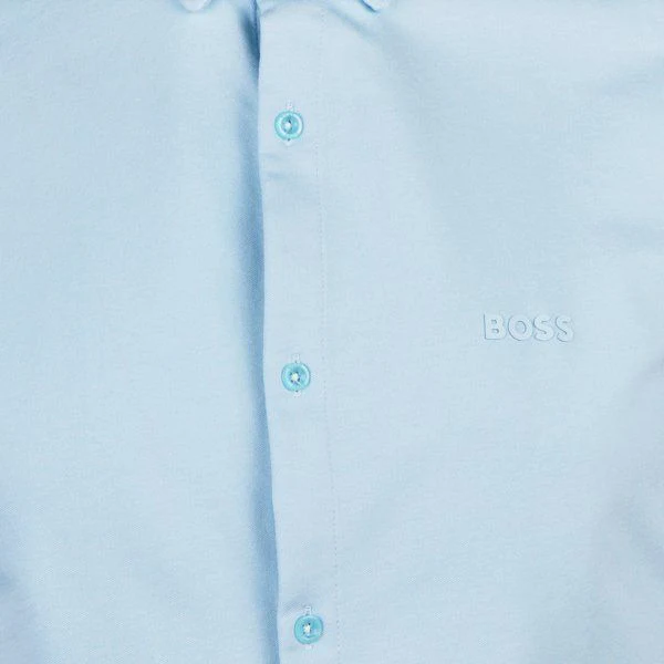 Mens BOSS Light Blue Biadia Reg Fit S/s Shirt - Image 2