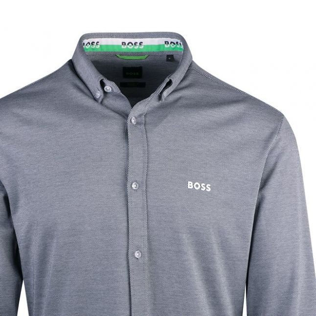 Mens BOSS Navy Biado Regular Fit L/s Shirt - Image 3
